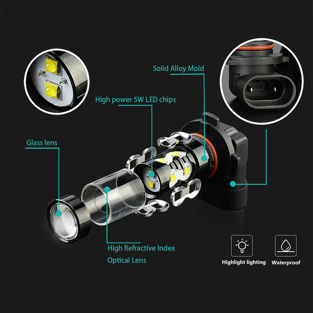 1pair ,DRL daytime running lights 50W White Fog Lights Bulbs 950LM/bulb Lights