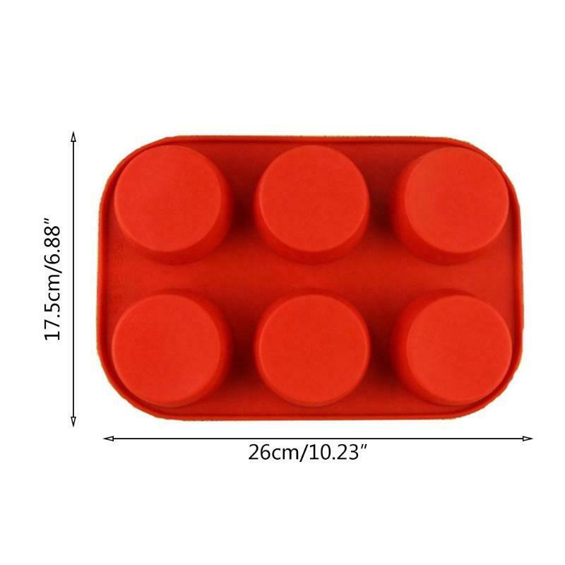 6 Cavity Cylinder Cake Baking Molds Soft Silicone Chocolate Candy Non-stick Bake