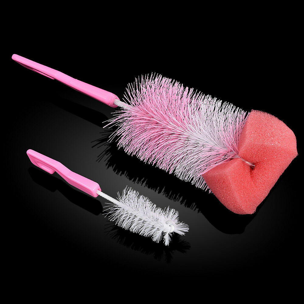 2PC Baby Bottle Cup Glass Brush Cleaner Spout Teapot Washing Cleaning Tool Brush