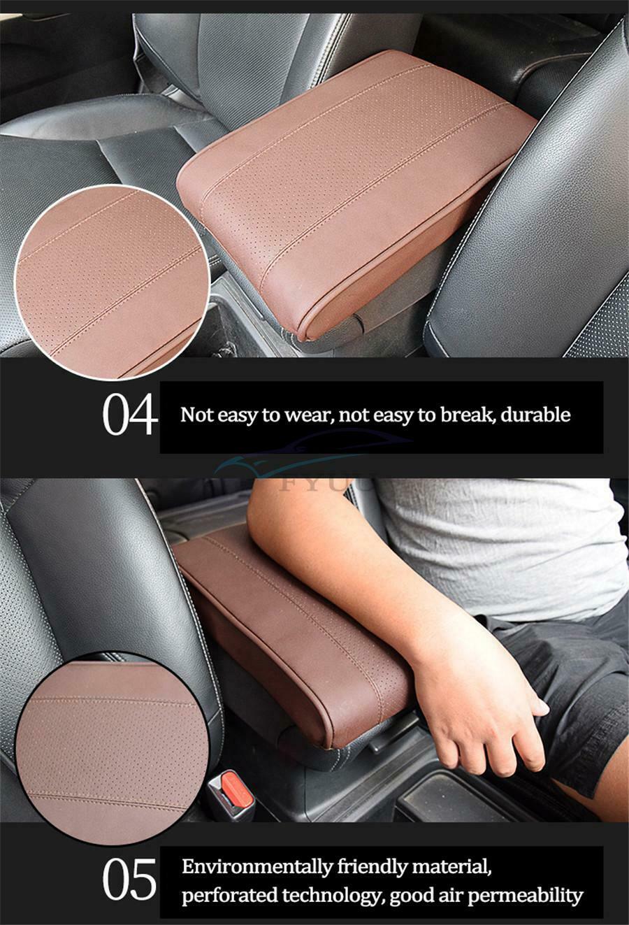 1× Moisture-proof PU Leather & Memory Foam Car Armrest Cushion Pad For 99% Cars
