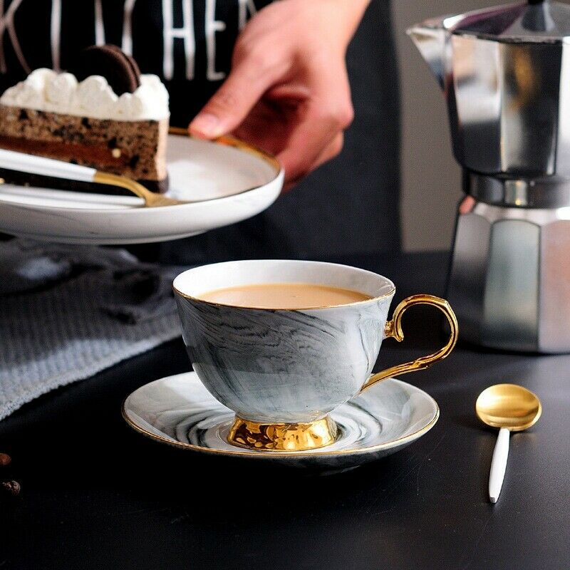 Marble Phnom Penh Ceramic Coffee Cup and Saucer Set Afternoon Tea Cup Lovers GF5