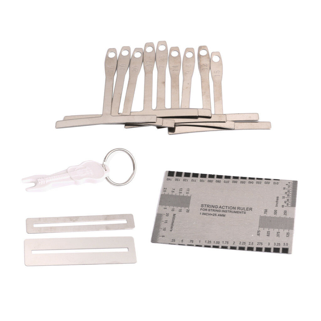 9pcs Stainless Steel Understring Radius Gauge+String Action Ruler+Pin Puller