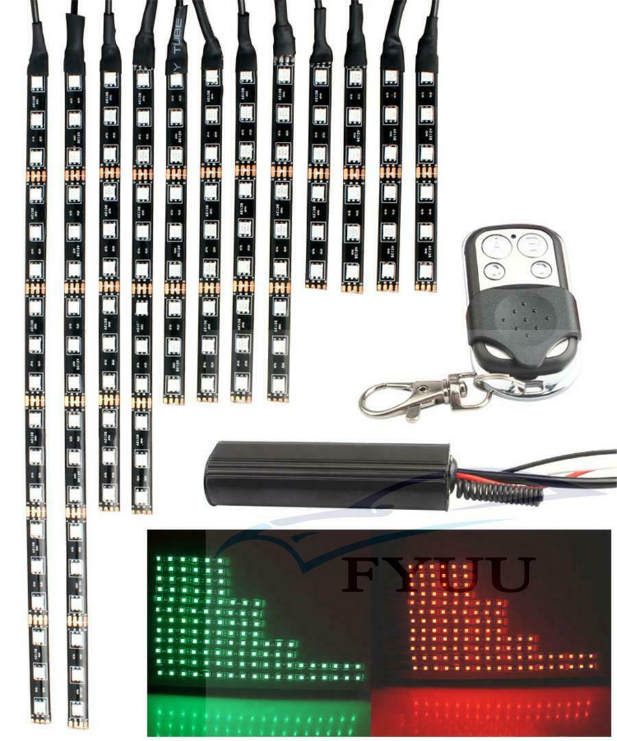 12Pcs 120LED Universal Motorcycle RGB Neon Under Glow Lights Strip Kit Car Motor