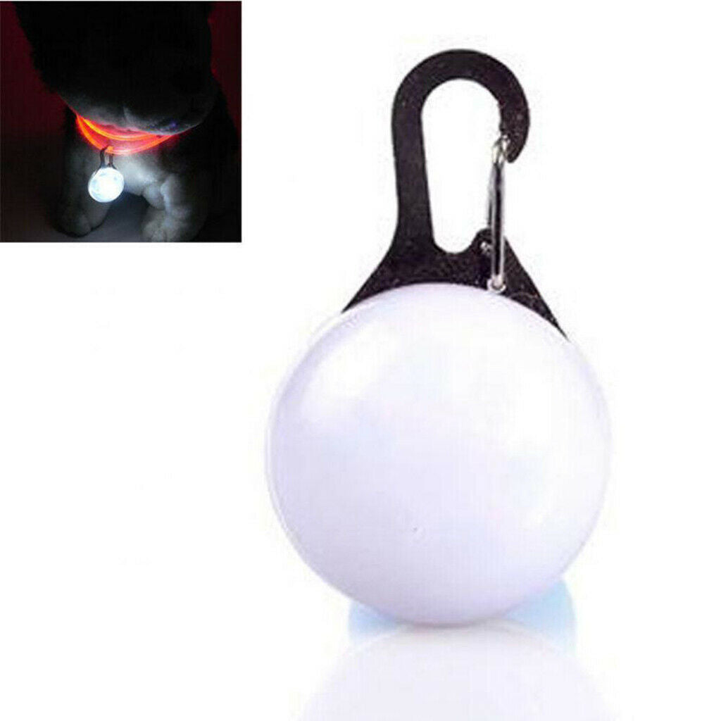 Pet Dog Cat Safety LED Clip Buckle Night Light Decor Bulb Collar White