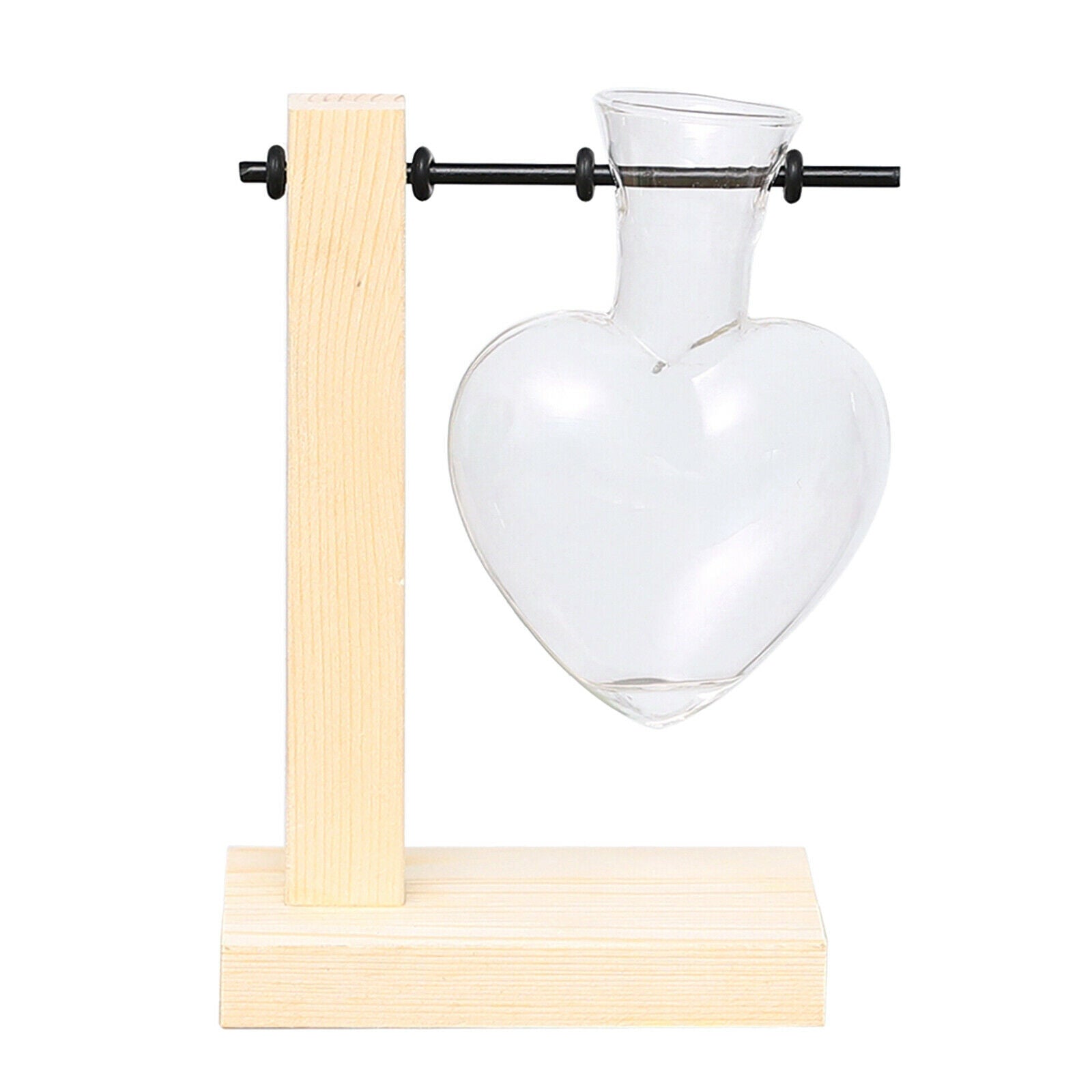 Glass Vase with Wooden Stand Frame for Hydroponics Plants Desktop