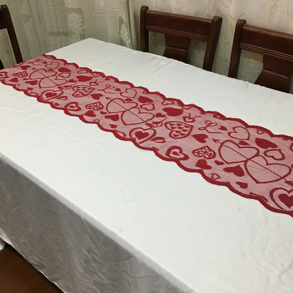 Valentine's Day Table Placemats Heart Pattern Lace Dinner Table Party Supplies