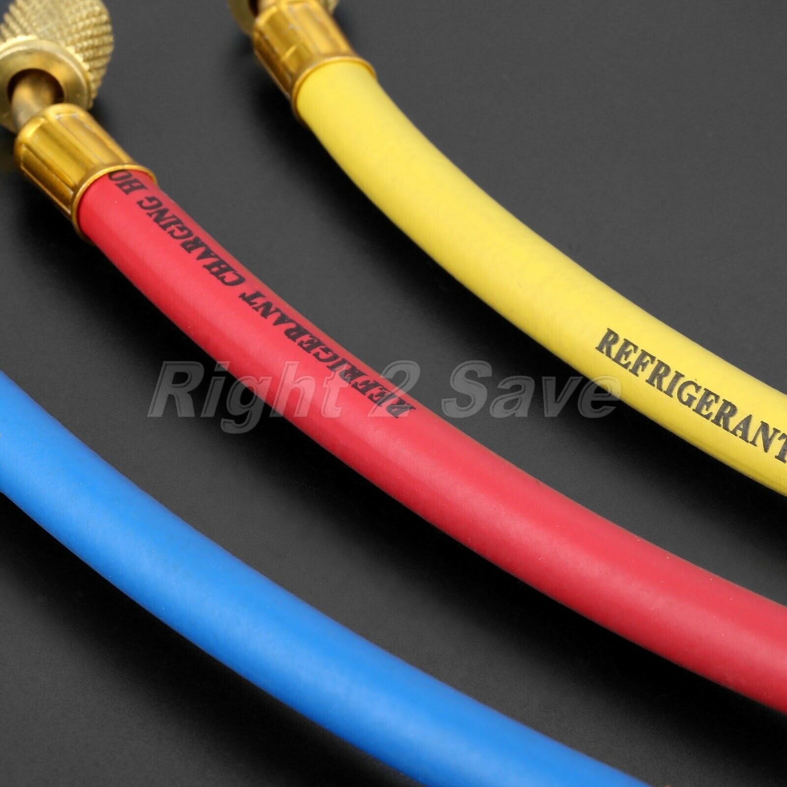3Pcs Car Ball Valve Short Charging Hoses Refrigerant HVAC AC Tool 9.8" Kit