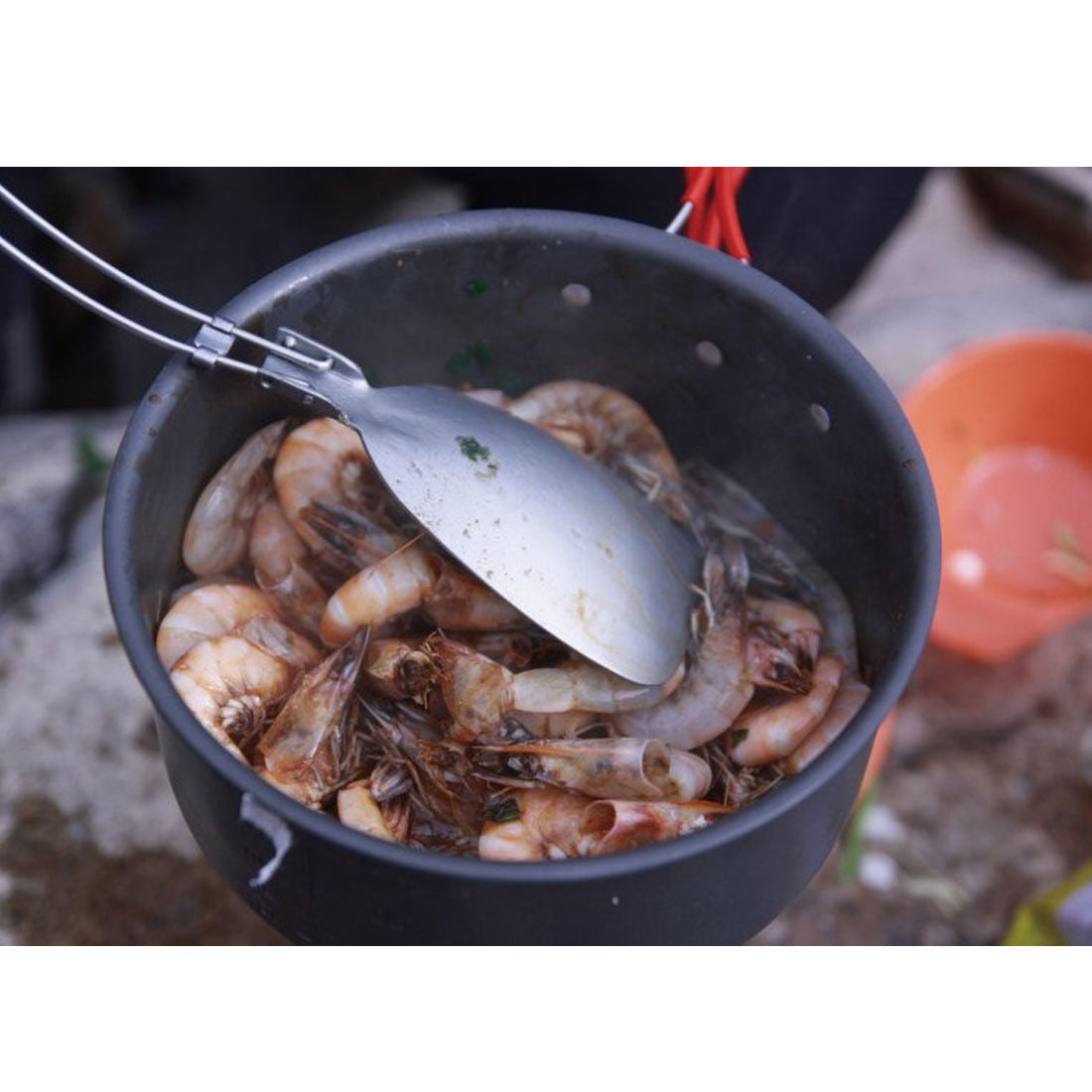 New Aluminium Folding Cooking Rice Spoon Retort Food Spatula Nonstick Camping
