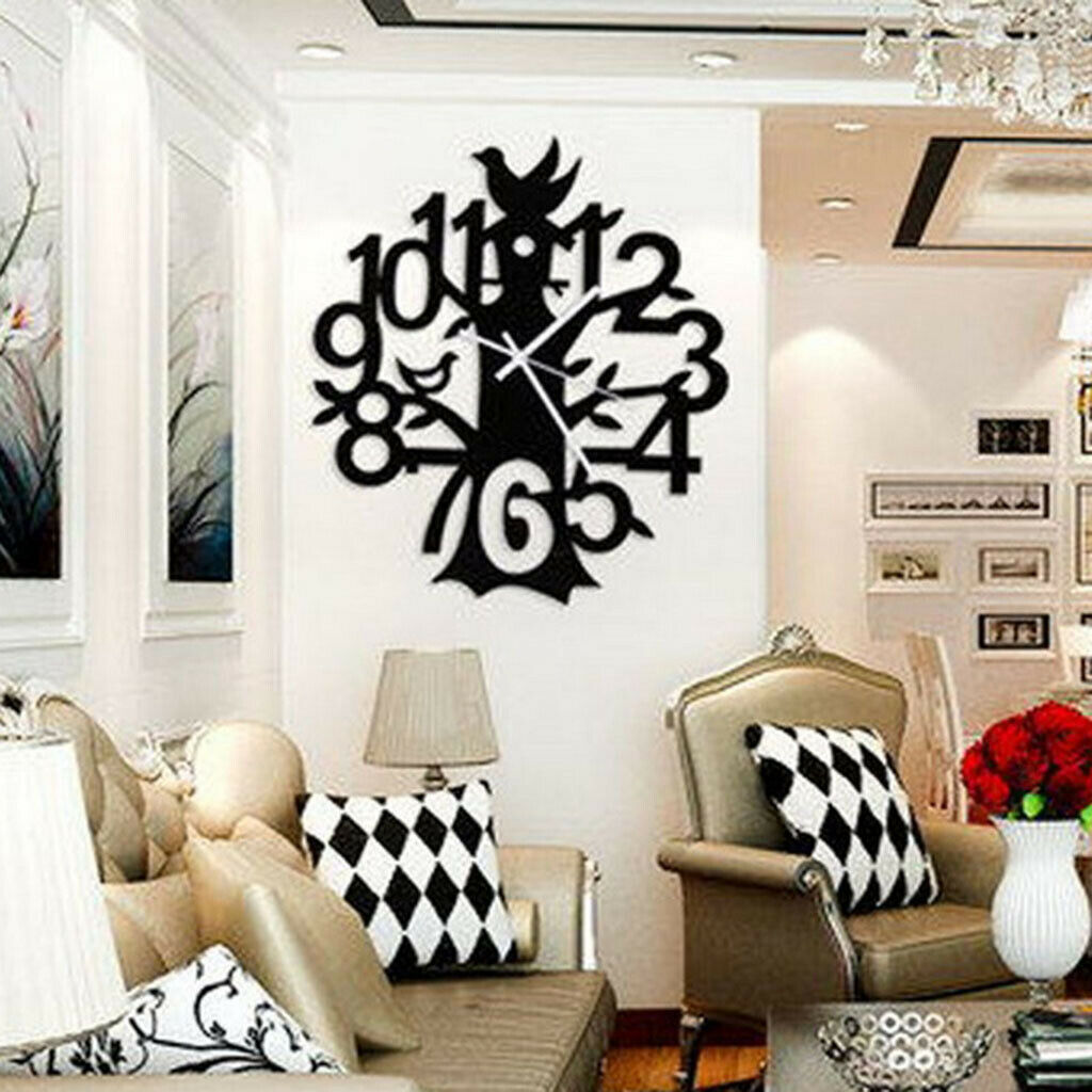 Tree Shaped Wall Clock Time 12H Display Quartz Decorative Clock Easy Read C