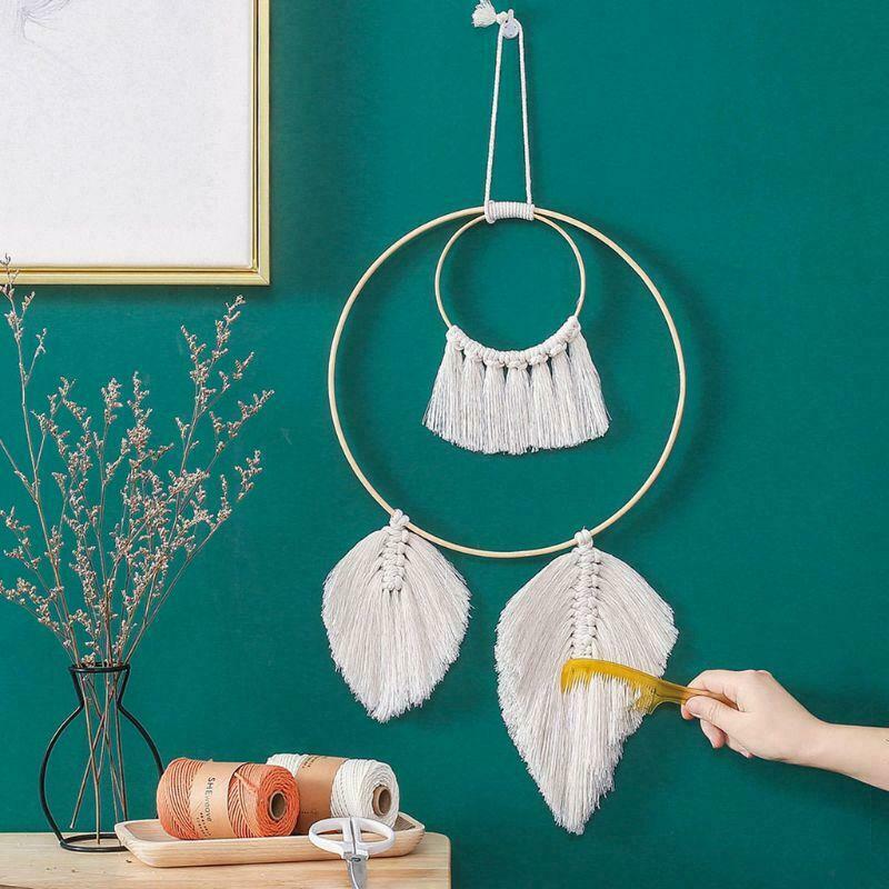 Leaf Macrame Woven Wall Hanging Tapestry Handmade Chic Boho Bohemian Home Decor