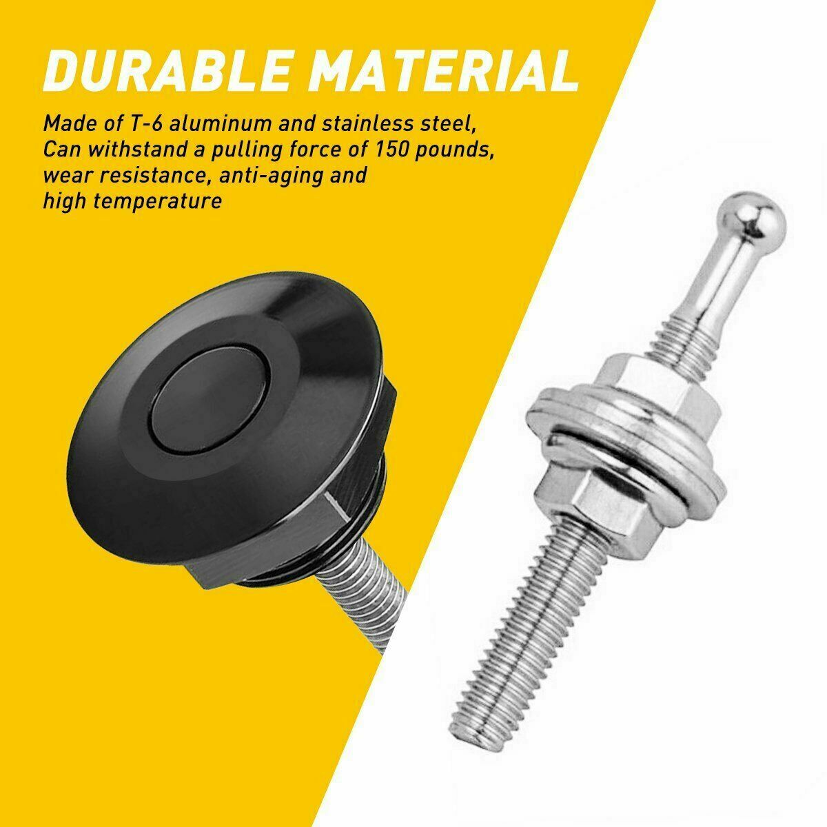 Auto Car Push Button Quick Release Hood Bonnet Pins Lock Clip Bumper Latch Kit