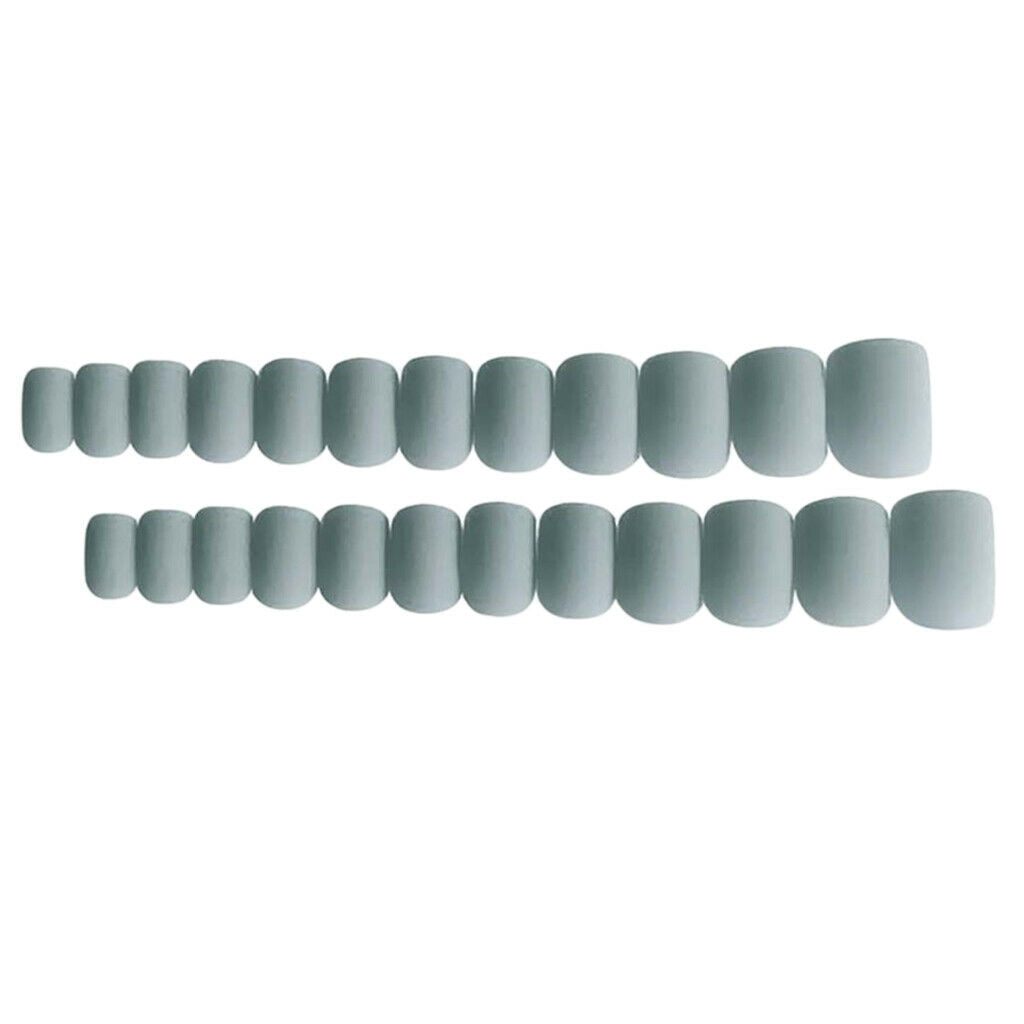 24Pcs Gray Ballerina Coffin Nails Full Cover Short False Nails Art Tips Set