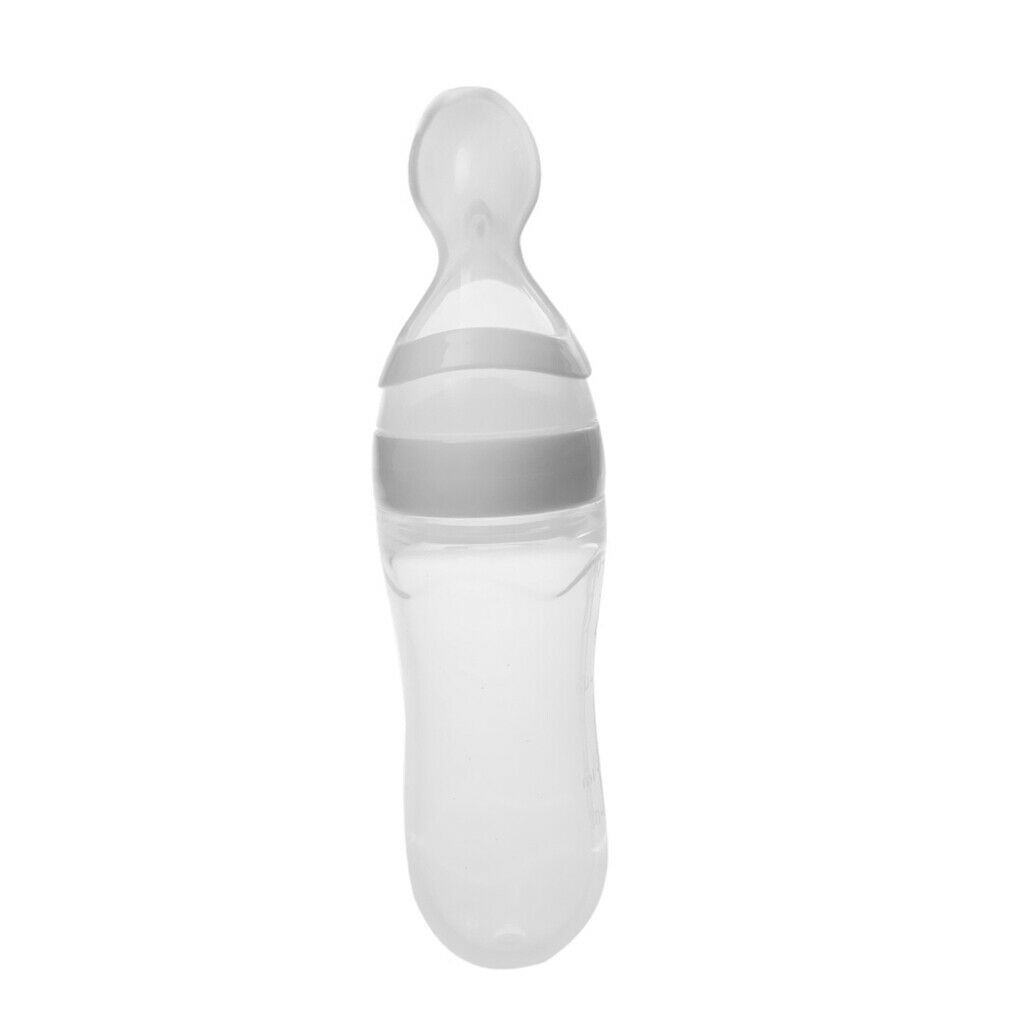Infant Baby Silicone Feeding With Spoon Feeder Food Rice Cereal Bottle White
