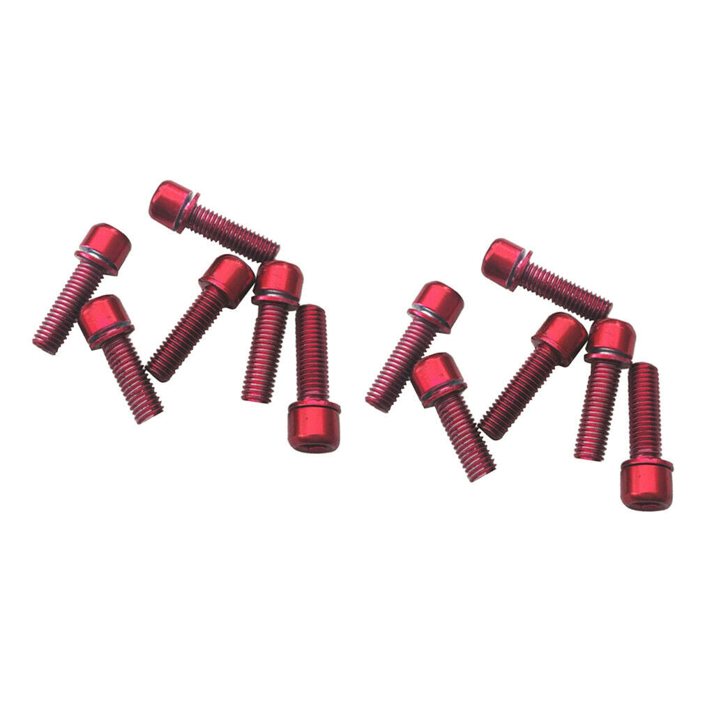 12 Pieces MTB Road Bike Hex Socket Screws for Water Bottle Cage Holder Red