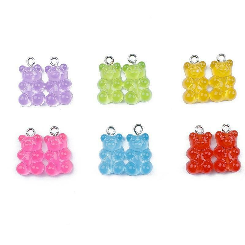 DIY Earrings Kit Bear Charm Necklace Pendant Lobster Clasp Jump Rings Earring