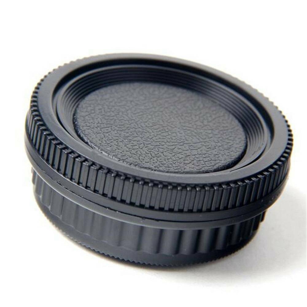 2Pcs/set Plastic Rear Lens and Body Cap Cover for Pentax K PK Camera Black USA !