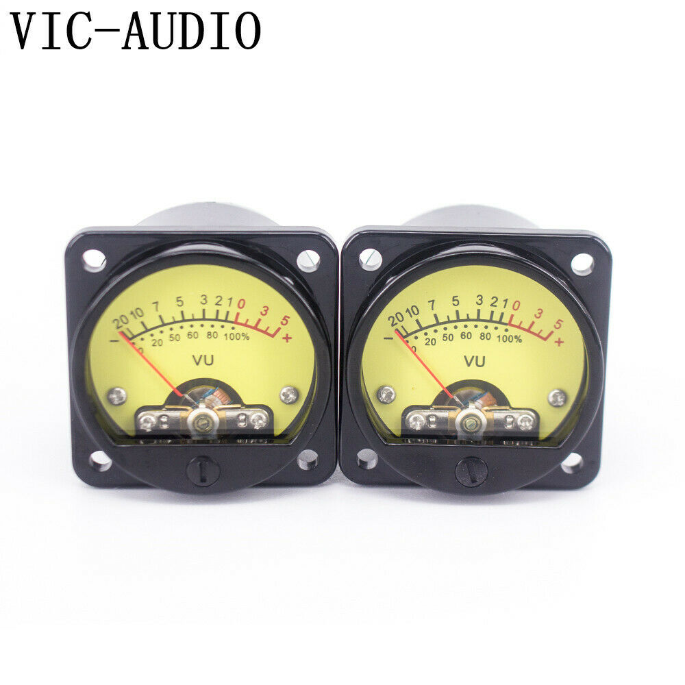 2Pcs Panel Meter 500VU Yellow Backlight + 2Pcs VU Meter Driver Board DC/AC 6-12