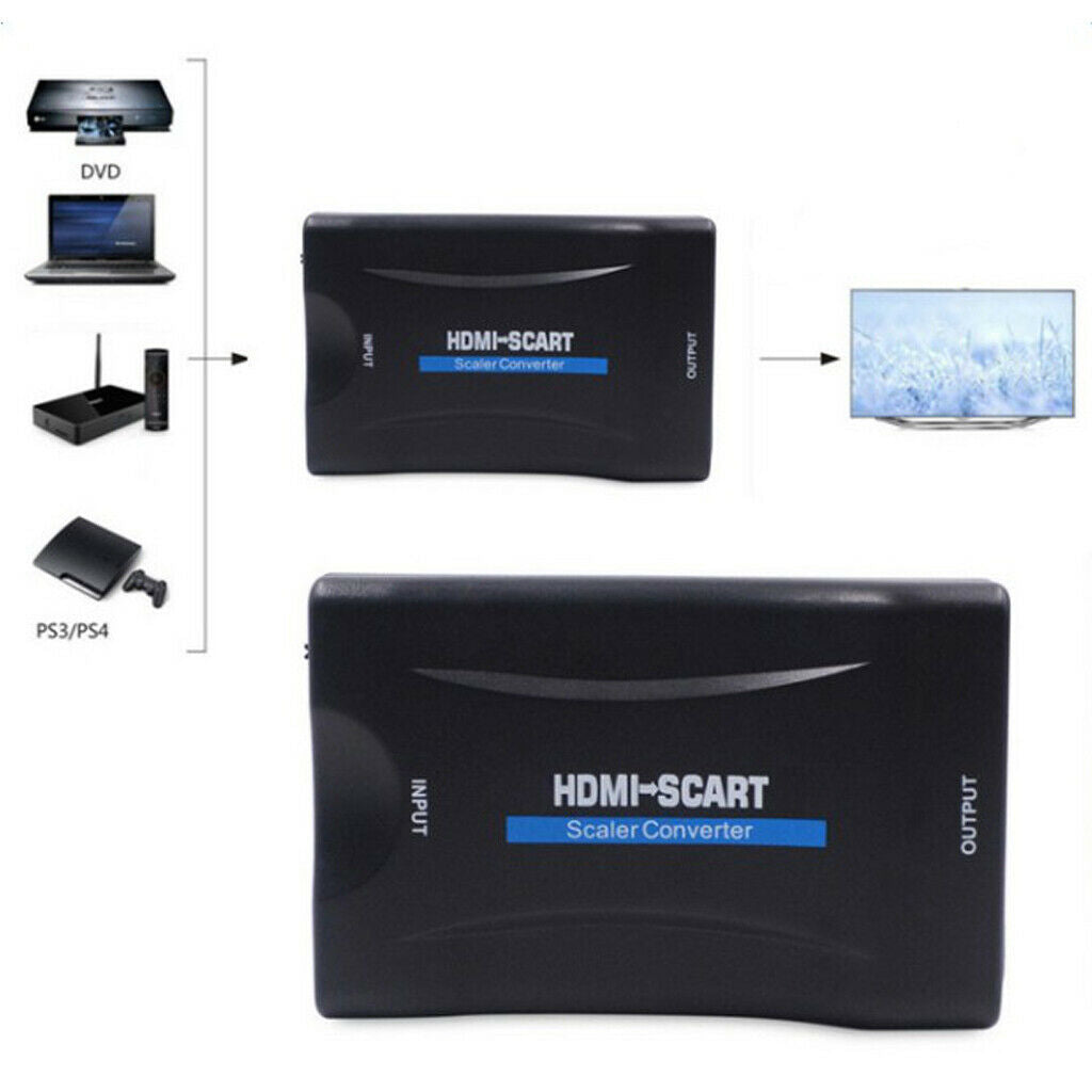 1080P HDMI To SCART / PAL Composite Video Scaler Converter Audio Adapter with UK
