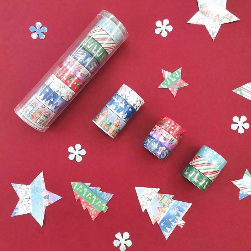 9pcs/set Christmas Washi Tapes Snowman Tree Patterns Tape for Adults Kids DIY