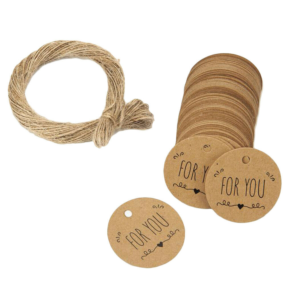 100x Kraft Paper Tags "FOR YOU" with Jute Twine DIY Gift Cards Scrapbooking