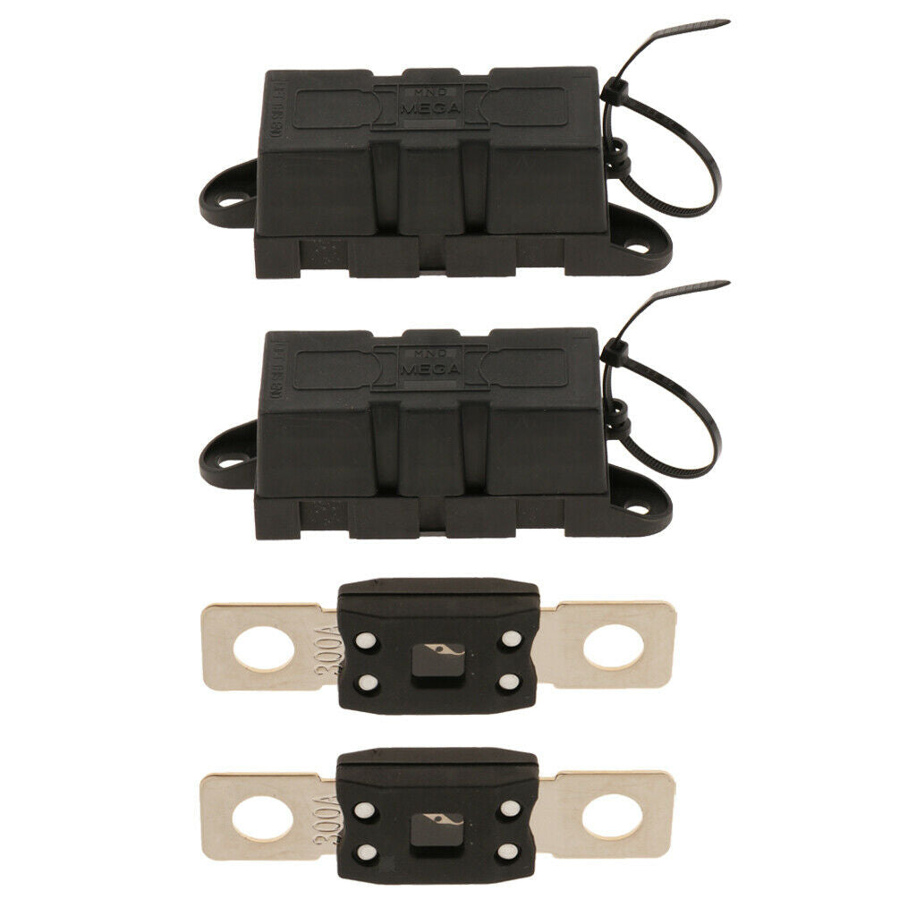 2Pieces MEGA Bolt-on Fuse 300A+2Pieces MEGA Fuse Holder for RV/Marine/Van