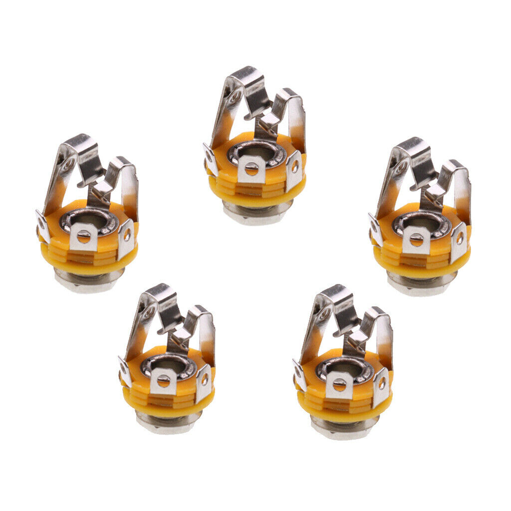 Pack of 5 Electric Guitar/Bass Pickup 6.35mm Stereo Input Output Sockets