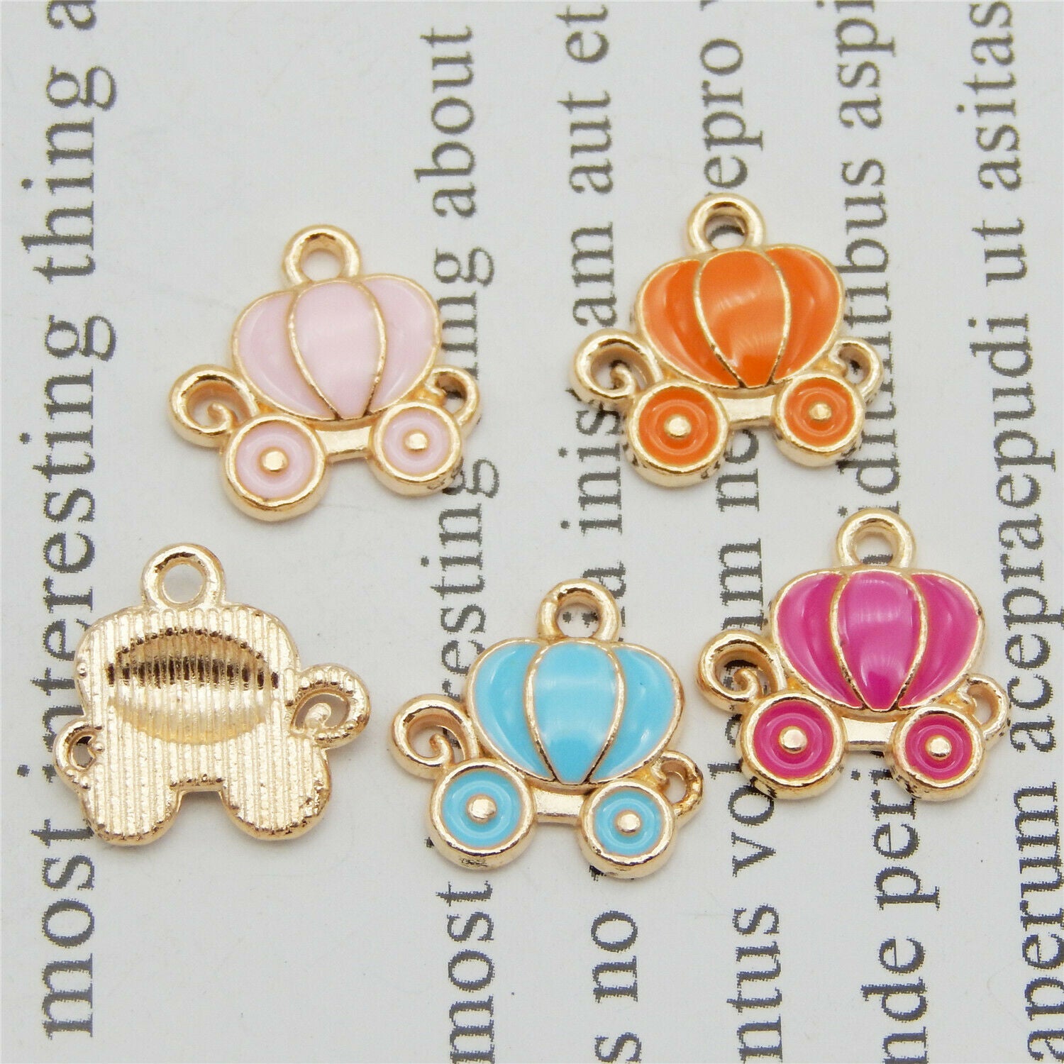 20-pack Assorted Enamel Metal Pumpkin Car Charm Pendant Earring Dangle 13x12mm