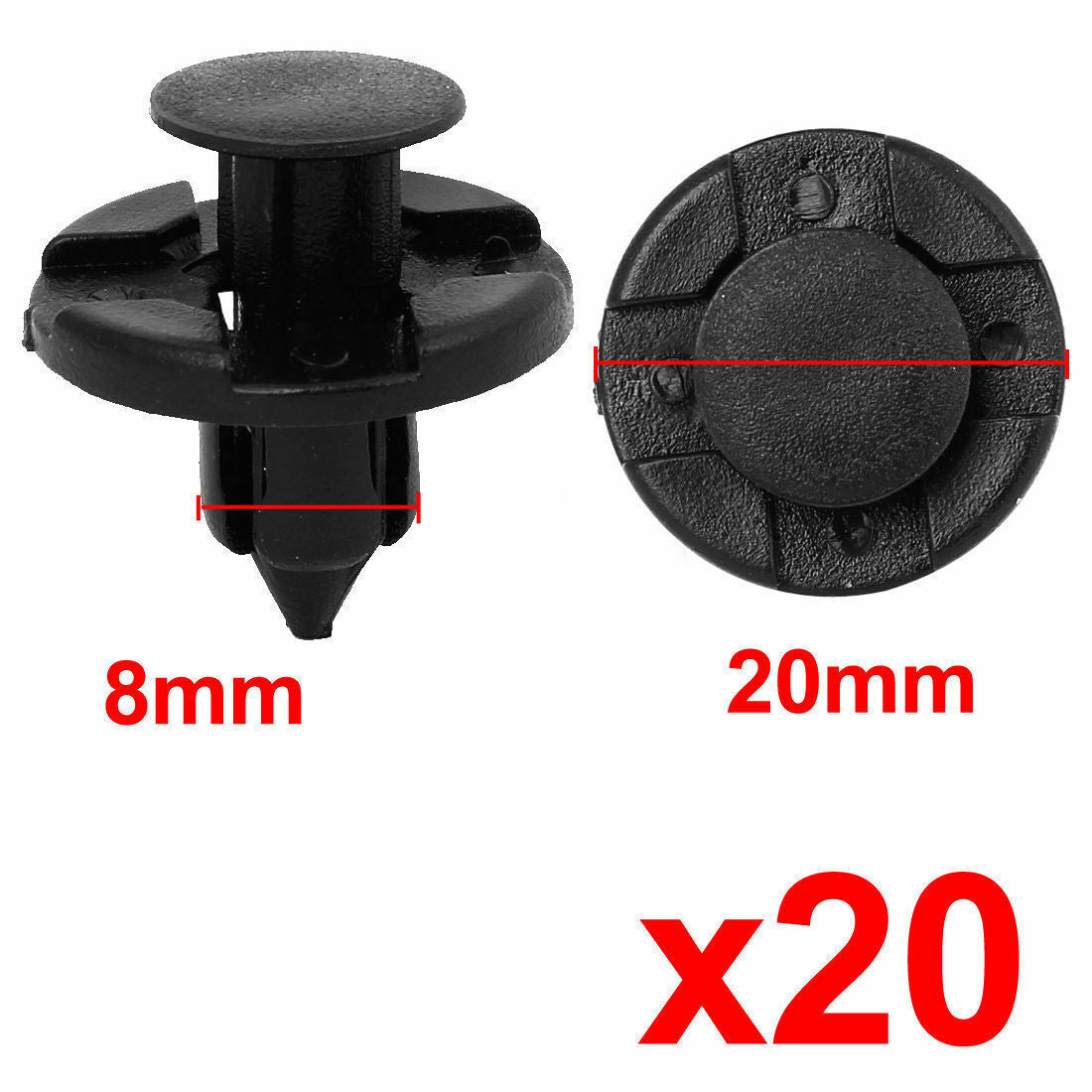20pcs 8mm + 30pcs 10mm Trim Rivets Fasteners Mud Fender Push Auto Fender