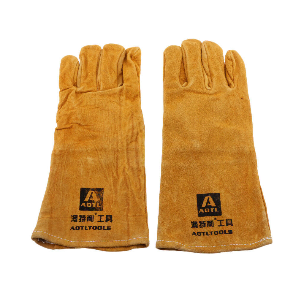 Pair Lightweight Tig Mig Welding Heat Resistant Work Gloves Cowhide leather