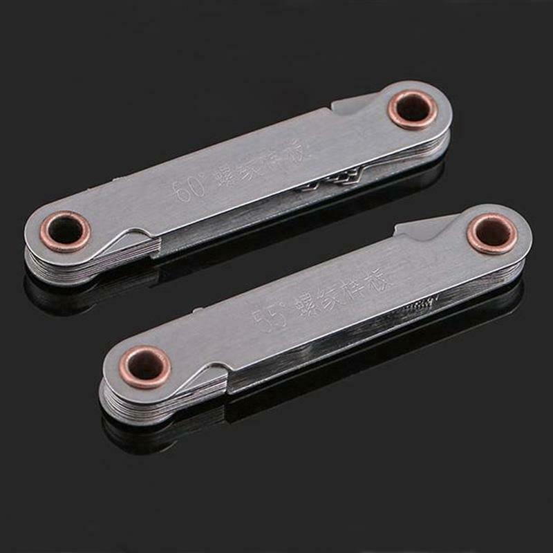 2 Pcs Stainless Steel Metric Screw Pitch 60+55 Degree Thread Measuring Gauge