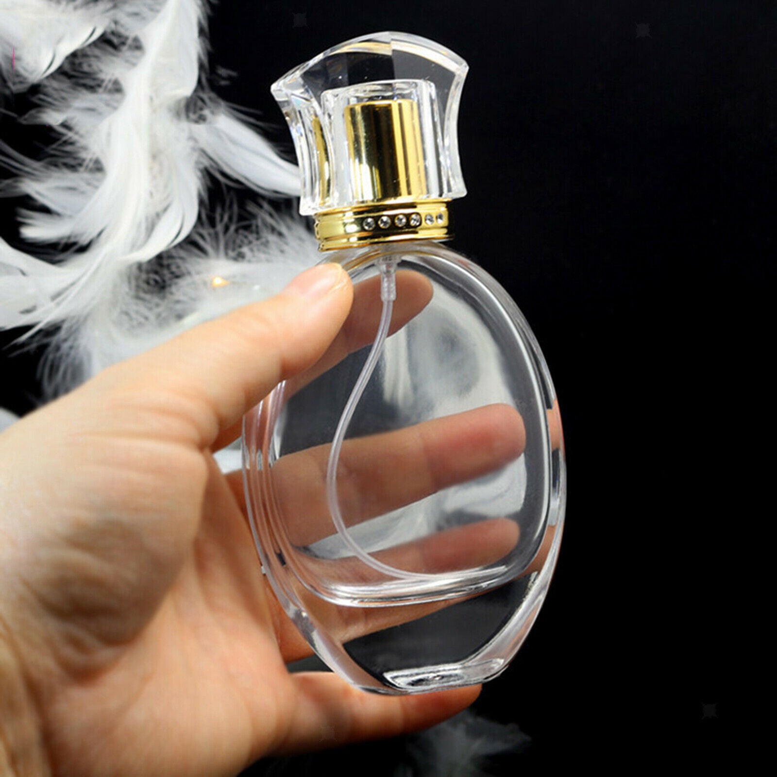 Travel 50ml 1.7 Ounce Empty Clear Glass Perfume Spray Bottle Jar Atomizer