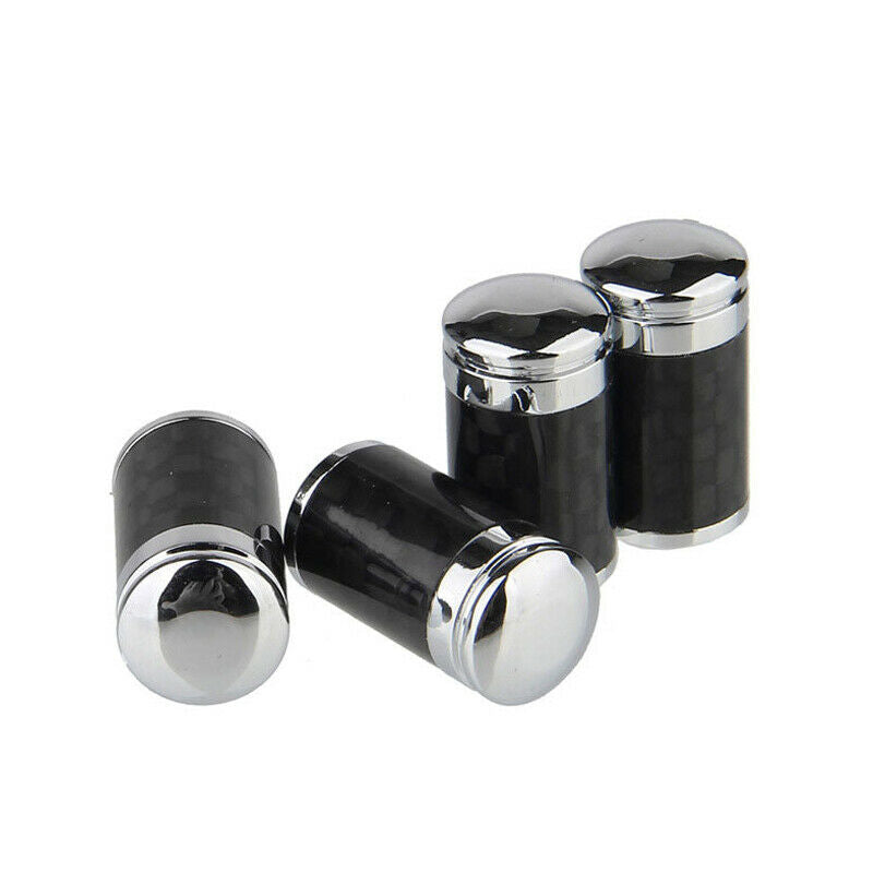 4PCS Carbon Fiber Car Motorcycle Bike Tire Valve Stem Cap Tyre Air Dust Nozzle
