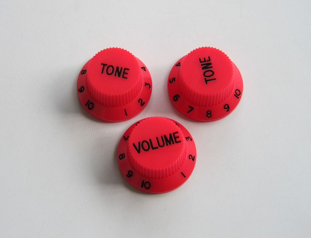 Red w/ Black Numbers ST Strat Guitar Knobs Volume Tone Knob fits Stratocaster