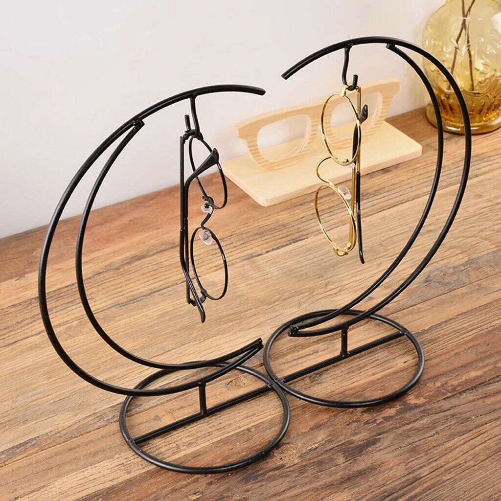 Black Eyeglass Holder Stand Glasses Display Rack with Hook Home Decor 02