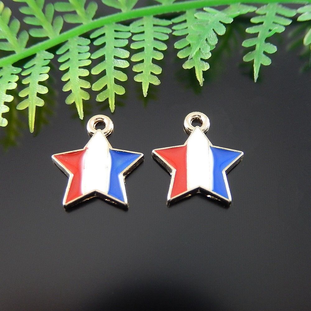 20PCS Enamel Star Charm Bracelet Alloy Pendant DIY Jewelry Earring Craft 14*11mm