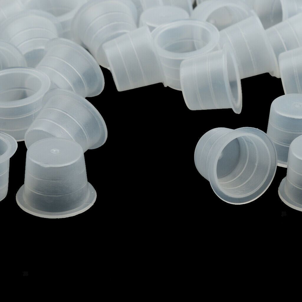 100Pcs Plastic Disposable Tattoo Ink Pigment Holder Cups Caps Supplies Clear