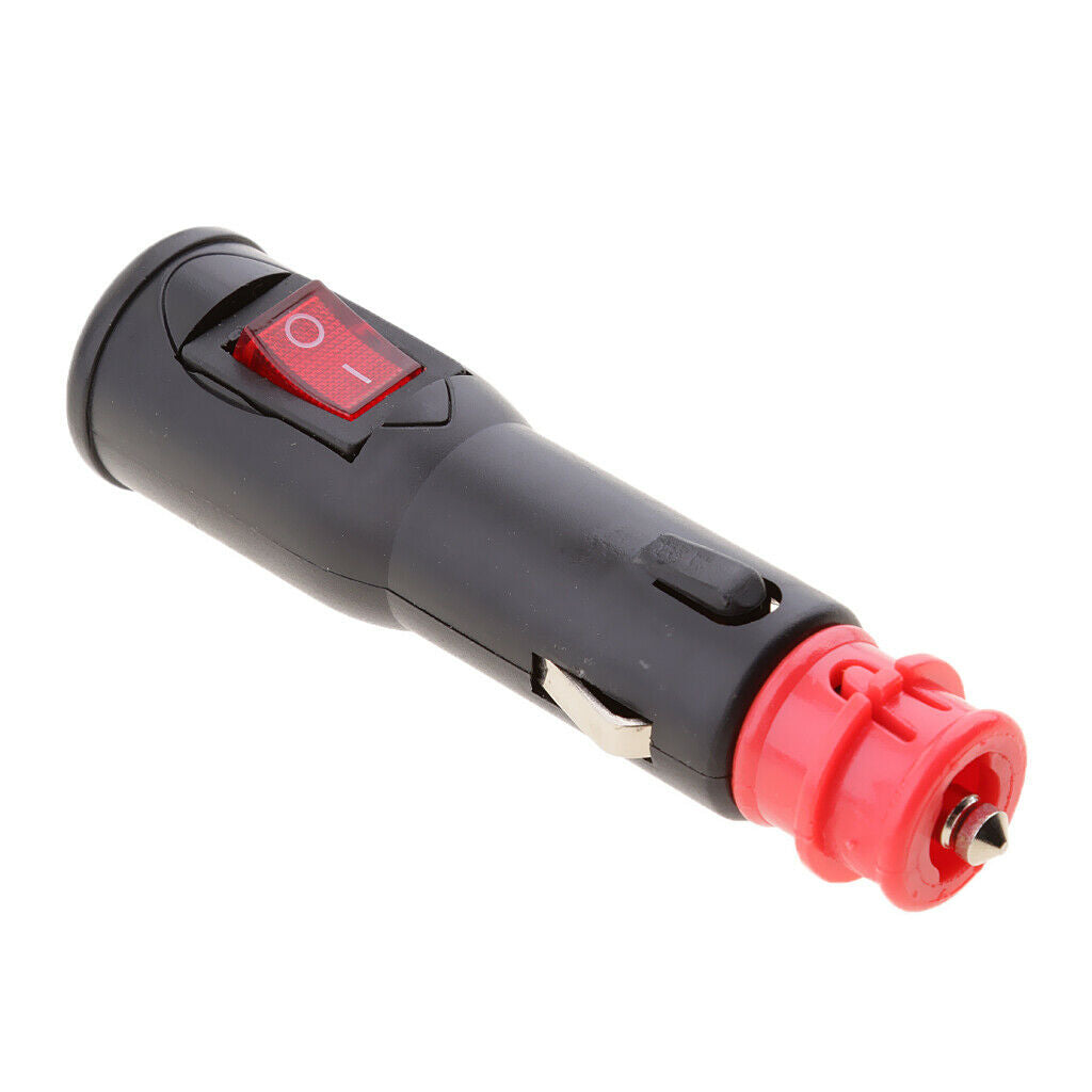 Heavy duty 12V plug cigarette lighter adapter power supply with switch.