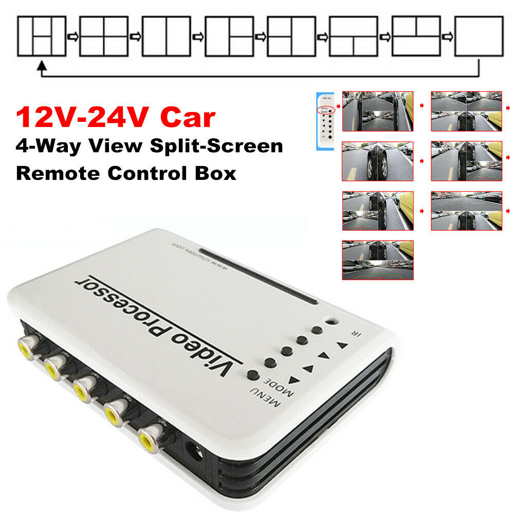 12V-24V Car Panoramic Driving 4-Way View Monitor Split-Screen Remote Control Box