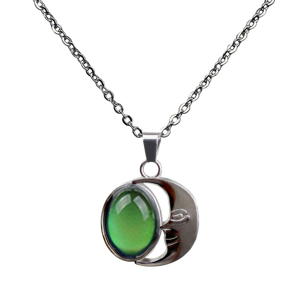 Moon Luna Crystal Mood Changing Color Pendant Choker Necklace for Women Girl