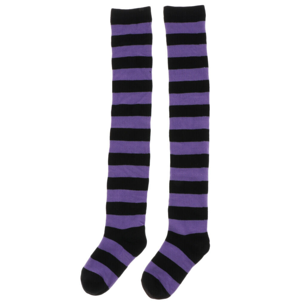 Female Striped Long Thigh High Socks Causal Soft Stockings Fancy Dress Socks