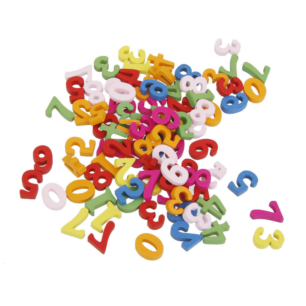 100x Colorful Wooden Number Embellishment for Card Making Scrapbooking Craft