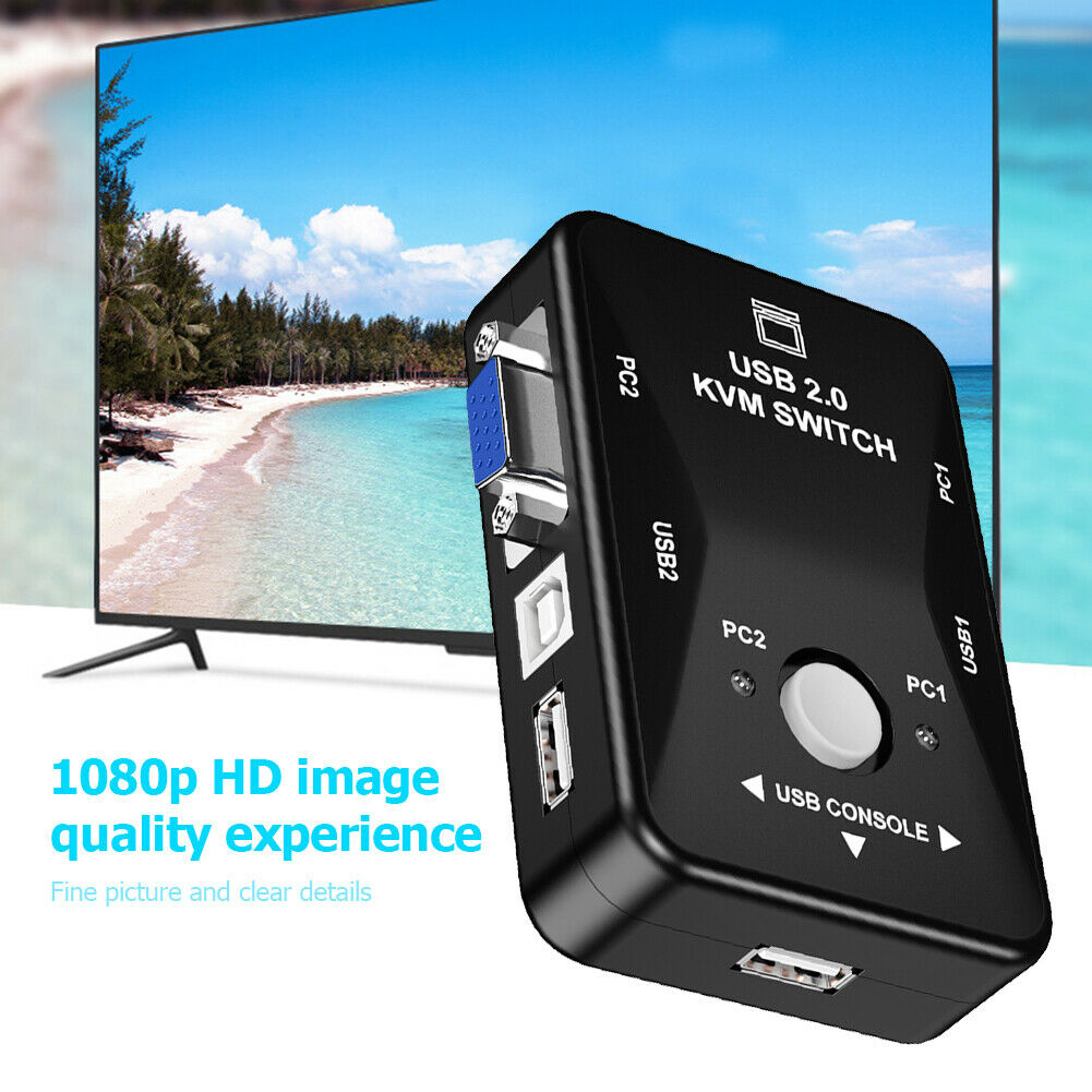 HW1701 2 Ports USB Manual KVM Switch Box 2 in 1 Out 1080P VGA Splitter Switcher