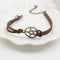 New Bracelet Inspired Retro Bronze Pentagram Pendant Brown Rope Bracelet Tt