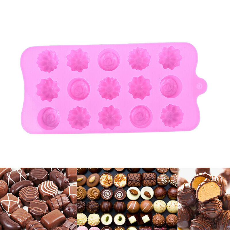 15 Cavity Silicone Flower Rose Chocolate Cake Soap Mold Baking Ice Tray M.l8