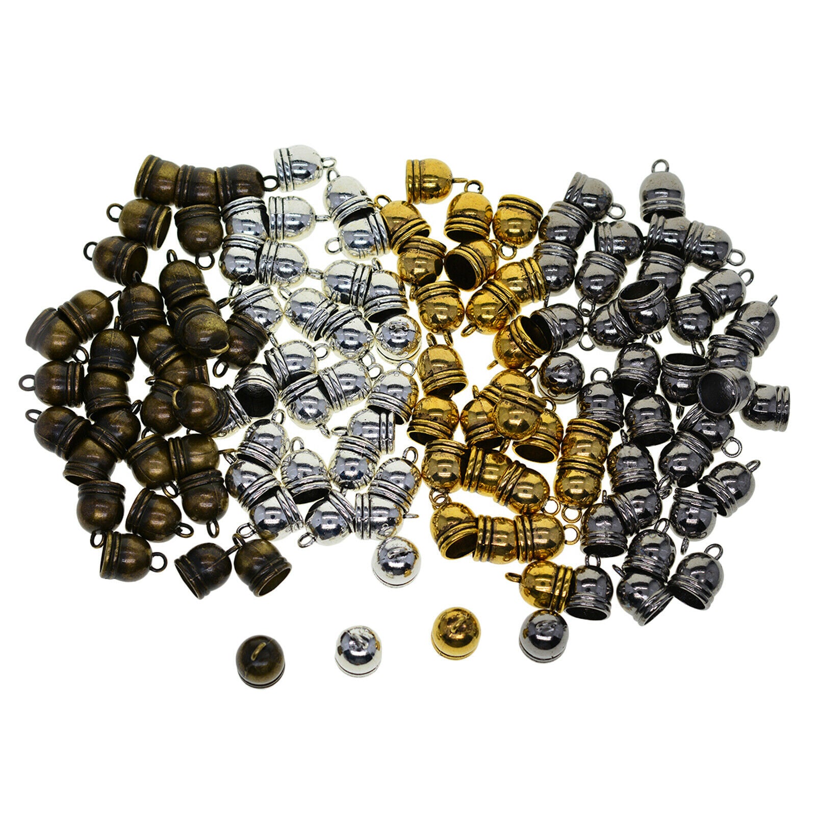 100Pcs Cord End Caps 10mm Leather Earring Making Alloy Clasps Terminators