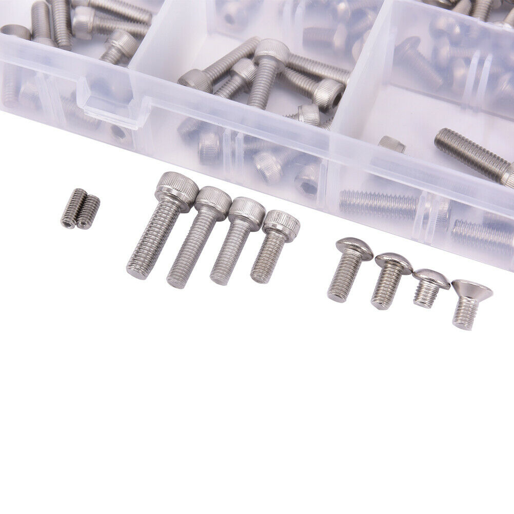 370PCS M4 M5 M6 Bolts For Bikes Stainless Steel Assorted Socket Screw Nut Se XC