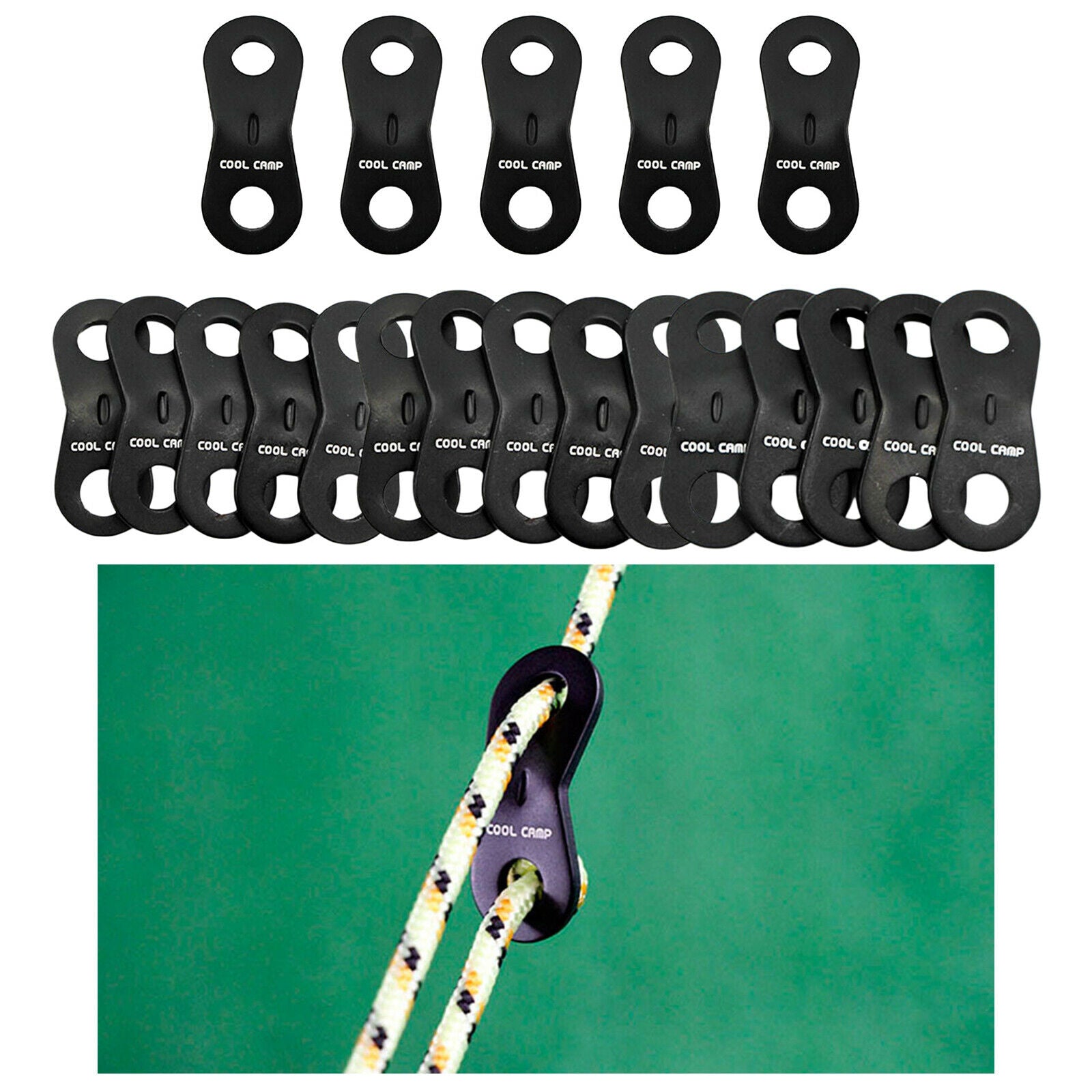 20pcs Guyline Cord Adjusters Wind Rope Buckle for Camping Hiking Outdoors