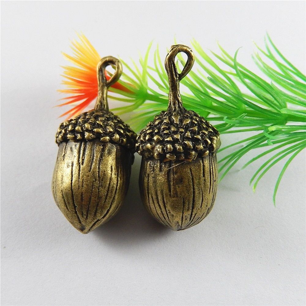 5pcs Antiqued Bronze Alloy Acorn Pendant Charm Handmade Jewelry Craft 40x18x16mm