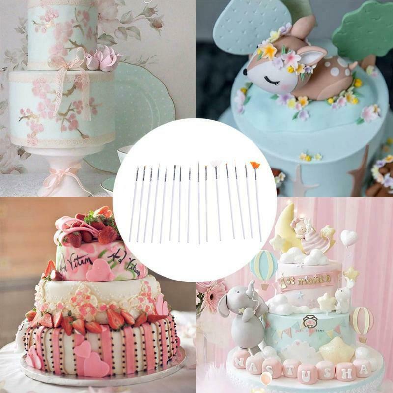 15 Pcs Fondant Cake Brush Set Cake Decorating Painting Brush Pastry Drawing Tool