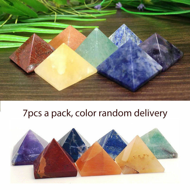 7Pcs Pyramid Chakra Stone Set Energy Quartz Crystal Healing Spirituality Decor